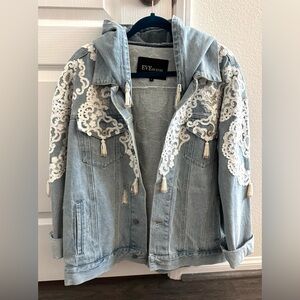 Eve by Eve’s Denim Jacket with White Lace Accents
